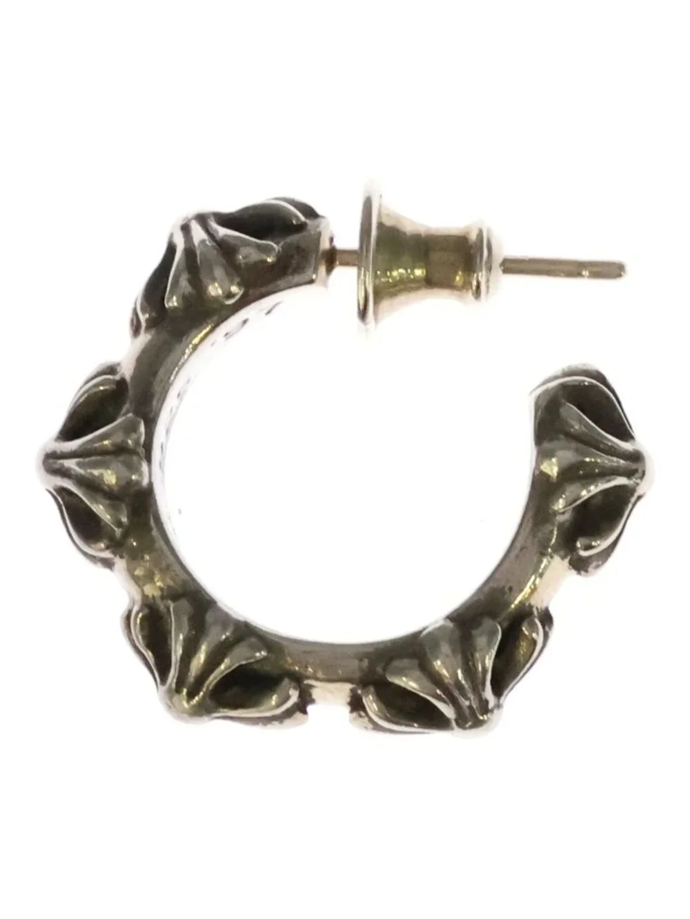 Chrome Hearts Hoop Cross Band Earrings Silver